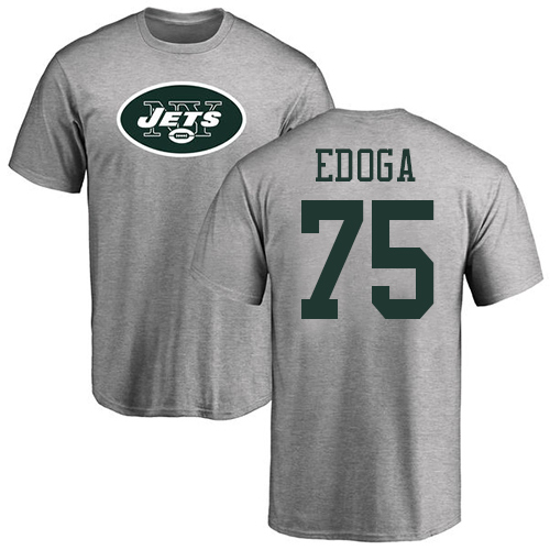 New York Jets Men Ash Chuma Edoga Name and Number Logo NFL Football #75 T Shirt->new york jets->NFL Jersey